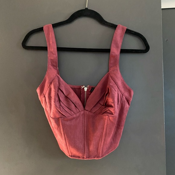 NWT Lulu’s crop faux suede bustier top Size M - Picture 1 of 3